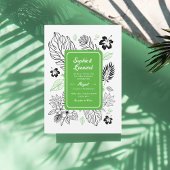 Tropical Leaf Exotic Beach Destination Wedding Kaart
