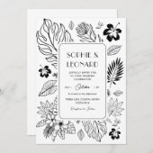 Tropical Leaf Exotic Beach Destination Wedding Kaart (Voorkant / Achterkant)