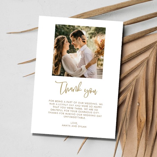 Tropical Leaf Foto Strand Bruiloft Dank u Bedankkaart