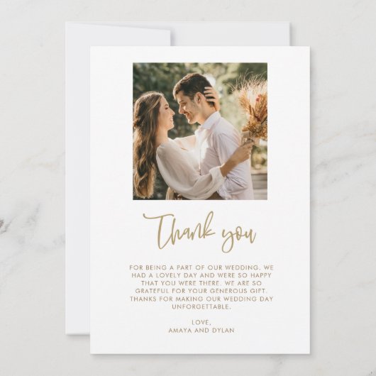 Tropical Leaf Foto Strand Bruiloft Dank u Bedankkaart (Achterkant)