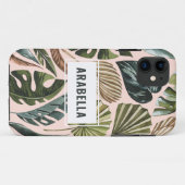 Tropical leaf gepersonaliseerde naam en initiaal Case-Mate iPhone case (Achterkant (horizontaal))