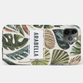 Tropical leaf gepersonaliseerde naam en initiaal Case-Mate iPhone case (Achterkant (horizontaal))