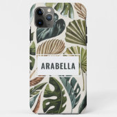 Tropical leaf gepersonaliseerde naam en initiaal Case-Mate iPhone case (Achterkant)
