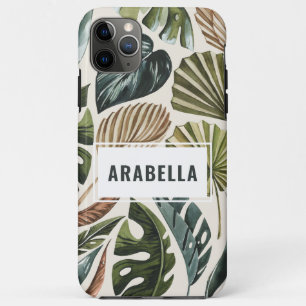 Tropical leaf gepersonaliseerde naam en initiaal Case-Mate iPhone case