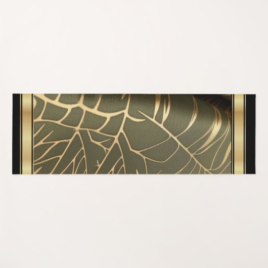 Tropical Leaf Green/Gold - Yoga Mat (Voorkant (horizontaal))