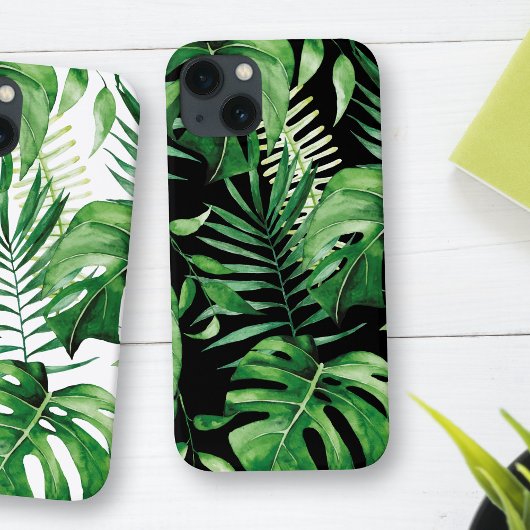 Tropical Leaf Groen Zwart iPhone / iPad hoesje