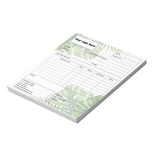 Tropical Leaf Invoice Business Sales Form Receipt Notitieblok (Linkerzijde)