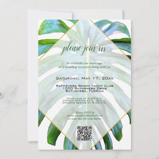 Tropical Leaf is net getrouwd in één QR code Kaart (Achterkant)