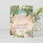 Tropical Leaf Lights bruiloft Bewaar de datumkaart Bedankkaart (Staand voorkant)