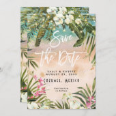 Tropical Leaf Lights bruiloft Bewaar de datumkaart Bedankkaart (Voorkant / Achterkant)