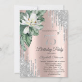 Tropical Leaf Magnolia Roos Gold Drips 75th Kaart (Voorkant)