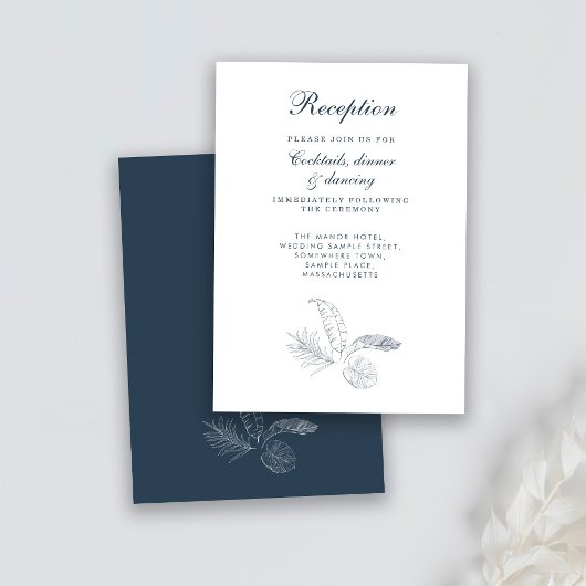 Tropical Leaf Minimal Wedding Receptie Kaart