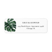 Tropical Leaf Monstera Wedding Retouradres Etiket (Voorkant)