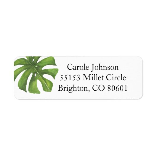 Tropical Leaf Return Address Label (Voorkant)