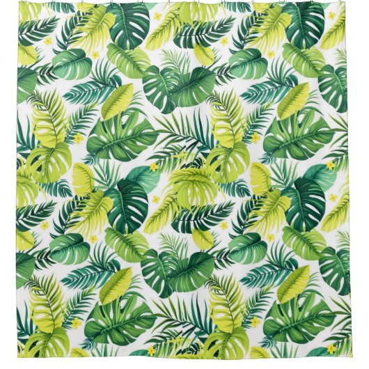 Tropical Leaf Story – Monstera & Banana Leaf Douchegordijn (Voorkant)