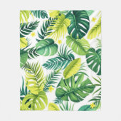 Tropical Leaf Story – Monstera & Banana Leaf Fleece Deken (Voorkant)