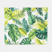 Tropical Leaf Story – Monstera & Banana Leaf Fleece Deken (Voorkant (Horizontaal))