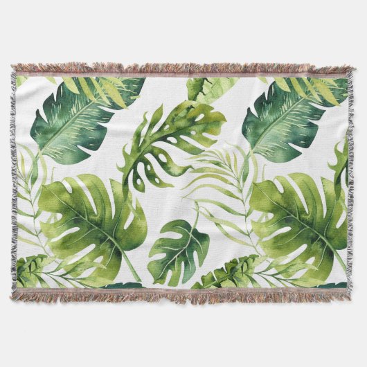 Tropical Leaf Throw Blanket Deken (Voorkant)