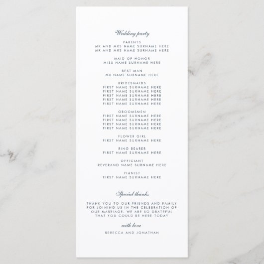 Tropical Leaf Wedding Day Programma (Achterkant)