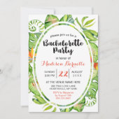 Tropical Leaf Wreath Bachelorette Party uitnodigin Kaart (Voorkant)