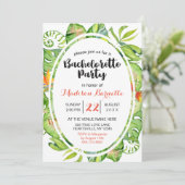 Tropical Leaf Wreath Bachelorette Party uitnodigin Kaart (Staand voorkant)