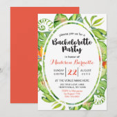 Tropical Leaf Wreath Bachelorette Party uitnodigin Kaart (Voorkant / Achterkant)
