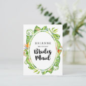 Tropical Leaf Wreath wordt mijn bruidsmeisje Kaart (Staand voorkant)