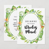 Tropical Leaf Wreath wordt mijn bruidsmeisje Kaart (Voorkant / Achterkant)
