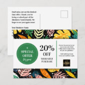 Tropical Leaves Abstracte Coupon Korting Briefkaart (Voorkant / Achterkant)