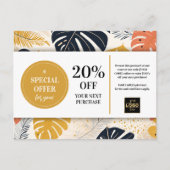 Tropical Leaves Abstracte Coupon Korting Briefkaart (Voorkant)