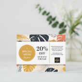 Tropical Leaves Abstracte Coupon Korting Briefkaart (Staand voorkant)