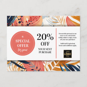 Tropical Leaves Abstracte Coupon Korting Briefkaart