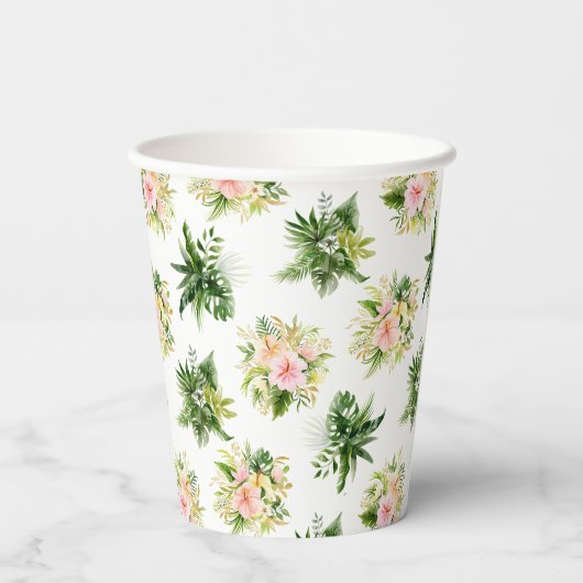 Tropical Leaves-Baby shower Papieren Bekers (Achterkant)