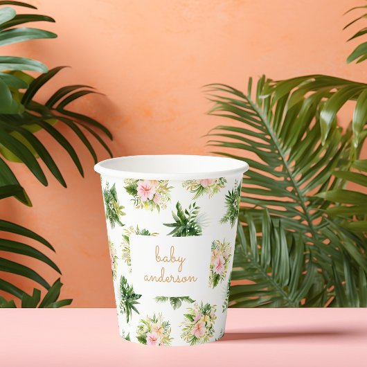 Tropical Leaves-Baby shower Papieren Bekers