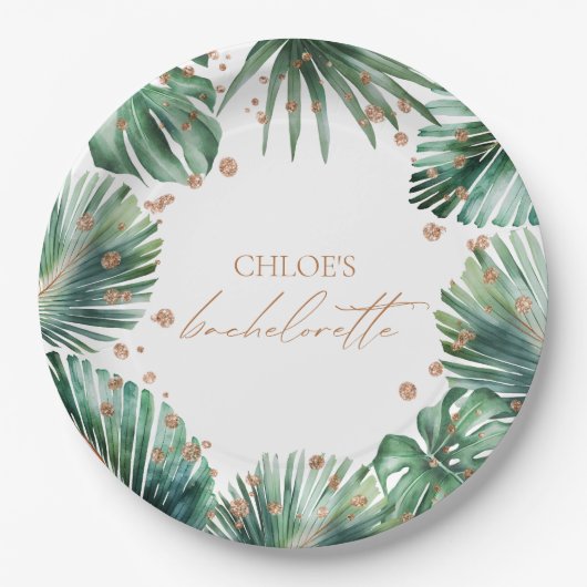 Tropical Leaves Bachelorette Party Paper Bord (Voorkant)