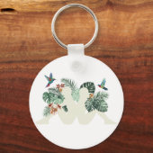 Tropical Leaves & Birds Nature Aesthetic Design Sleutelhanger (Voorkant)