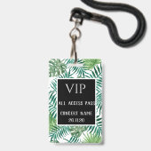 Tropical Leaves Black VIP All Access Pass Concert Badge (Voorzijde met lanyard)