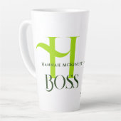 Tropical Leaves Boss Monogram Latte Mok (Linkerhoek)