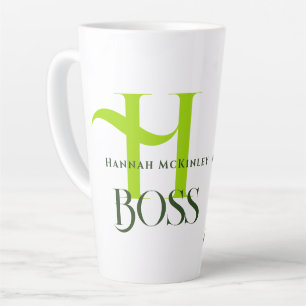 Tropical Leaves Boss Monogram Latte Mok