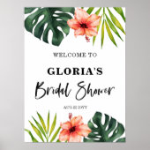Tropical Leaves Bridal Shower  Welcome  Poster (Voorkant)