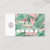 Tropical Leaves Business Logo QR Code Loyaliteit Visitekaartje (Voorkant)