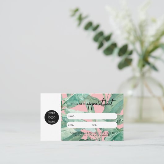 Tropical Leaves Business Next Afspraakkaart Visitekaartje (Staand voorkant)