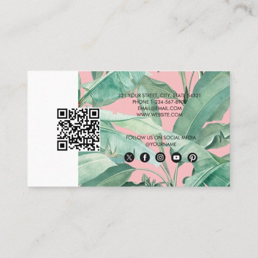 Tropical Leaves Business Verwijs een vriend door Visitekaartje (Achterkant)