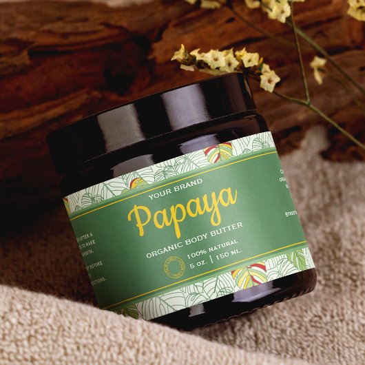 Tropical Leaves Cosmetics Jar Wrap-Around Label Waterfles Etiket