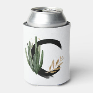 Tropical Leaves Faux Gold Folie Letter C Monogram Blikjeskoeler