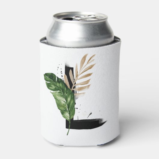 Tropical Leaves Faux Gold Folie Letter L Monogram Blikjeskoeler (Blikje Voorkant)