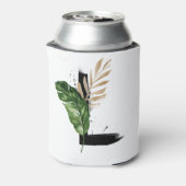 Tropical Leaves Faux Gold Folie Letter L Monogram Blikjeskoeler (Blikje Achterkant)