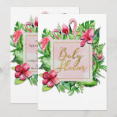 Tropical Leaves Flamingos Baby Douche Uitnodiginge Kaart (Voorkant / Achterkant)