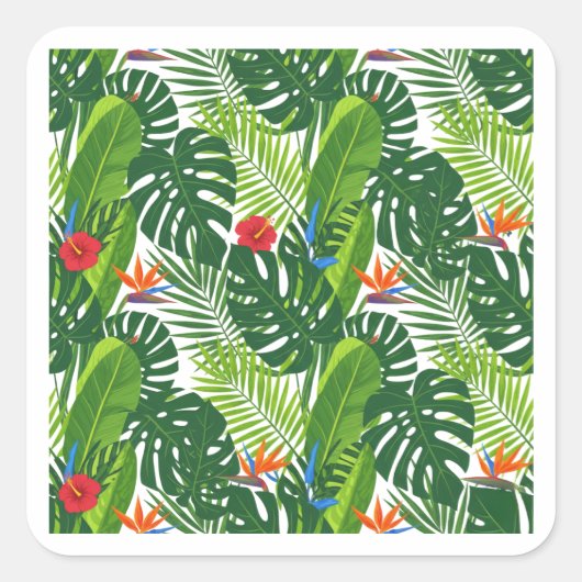 Tropical Leaves Floral Pattern Art Sticker (Voorkant)