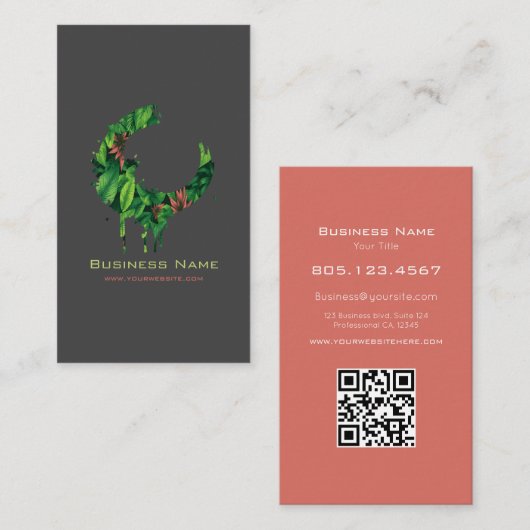 Tropical Leaves & Flowers Swirl | Modern Custom Visitekaartje (Voorkant / Achterkant)
